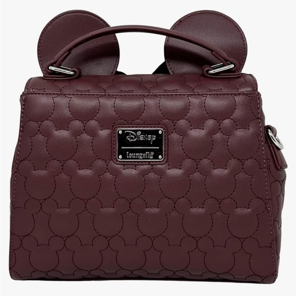 🧁 *NWT* LOUNGEFLY Quilted Chocolate Minnie Crossbody with Velvet Bow - Picture 6 of 9